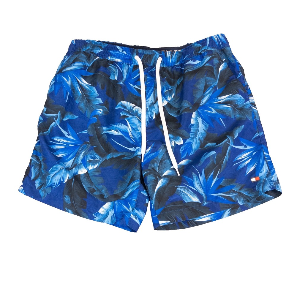 Tommy Hilfiger Swim Trunks Mens XXL Blue Floral Tropical Mesh Lined Drawstring